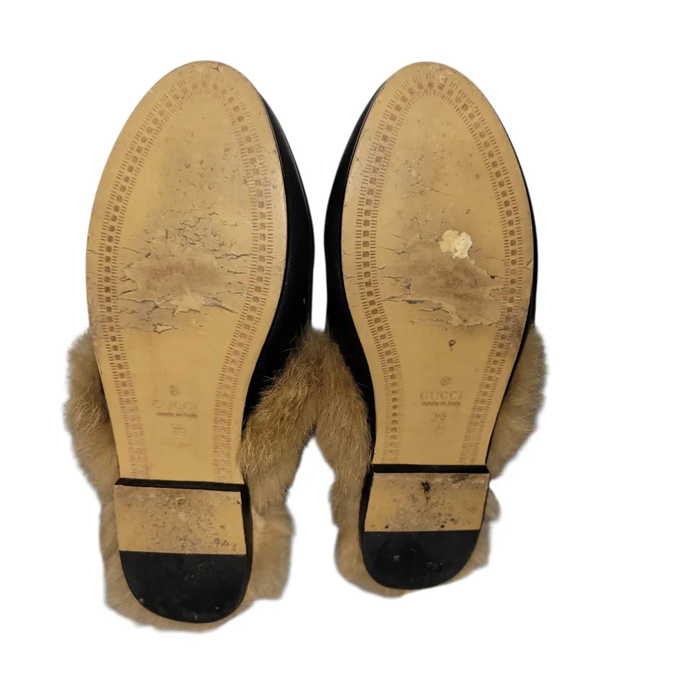 GUCCI Princetown Fur-Lined Open Back Genuine Leather Slipper Size 8US/39EU $1095 - Picture 7 of 10